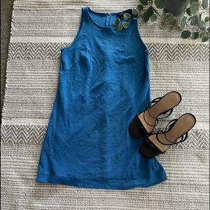 Blue high neck vintage AnnTaylor dress